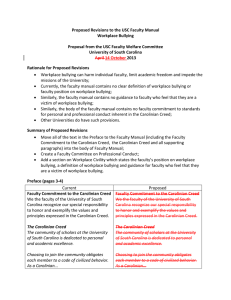 Proposed Revisions to the USC Faculty Manual Workplace Bullying