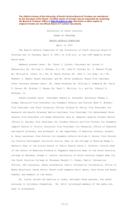 The official minutes of the University of South Carolina Board... by the Secretary of the Board. Certified copies of minutes...