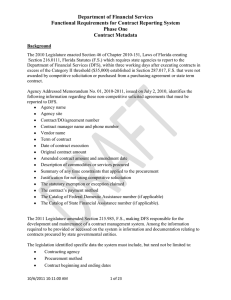 Department of Financial Services Functional Requirements for Contract Reporting System Phase One