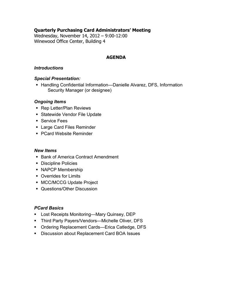 Vendor Meeting Agenda Template