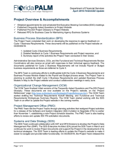 Project Overview &amp; Accomplishments Department of Financial Services April 2016 FASAASD Update