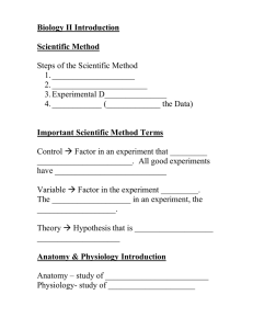 Biology II Introduction Scientific Method  Steps of the Scientific Method