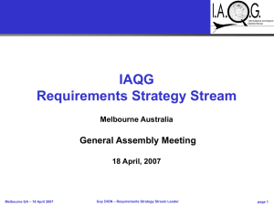IAQG Requirements Strategy Stream General Assembly Meeting Melbourne Australia