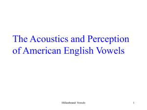The Acoustics and Perception of American English Vowels Hillenbrand: Vowels 1