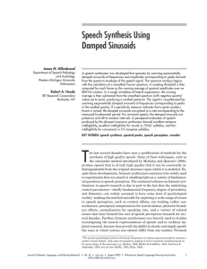 Speech Synthesis Using Damped Sinusoids James M. Hillenbrand
