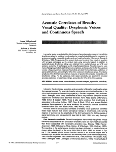 Acoustic  Correlates  of Breathy and Continuous  Speech James Hillenbrand