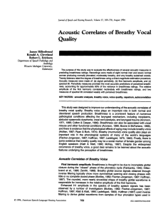 Acoustic  Correlates  of Breathy Vocal Quality James  Hillenbrand