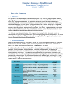 Chart of Accounts Final Report 1  Executive Summary January 15, 2014