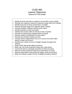 CUSD #95 Learner Objectives Science for First Grade