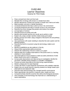 CUSD #95 Learner Objectives Science for Third Grade