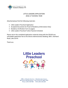 LITTLE LEADERS APPLICATION 2016-17 SCHOOL YEAR