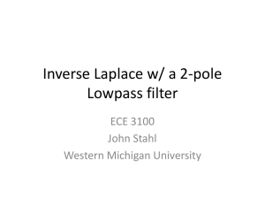 Inverse Laplace w/ a 2-pole Lowpass filter ECE 3100 John Stahl