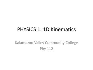 PHYSICS 1: 1D Kinematics Kalamazoo Valley Community College Phy 112
