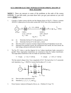 ECE 4300/5300 ELECTRIC POWER SYSTEMS SPRING 2016 HW #3 DUE: 02/22/2016  NOTE**