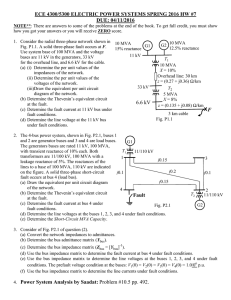 ECE 4300/5300 ELECTRIC POWER SYSTEMS SPRING 2016 HW #7 DUE: 04/11/2016