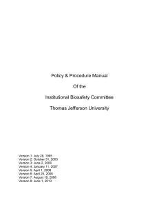 Policy &amp; Procedure Manual  Of the Institutional Biosafety Committee