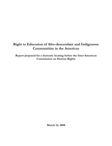 Right to Education of Afro-descendant and Indigenous Communities in the Americas