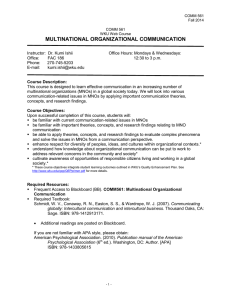 MULTINATIONAL ORGANIZATIONAL COMMUNICATION