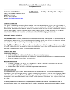 COMM 263: Fundamentals of Communication &amp; Culture Spring 2016 Syllabus