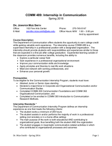 COMM 489: Internship in Communication Spring 2016  D