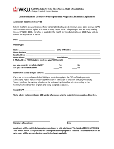 Communication Disorders Undergraduate Program Admission Application