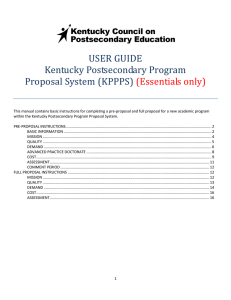 USER GUIDE Kentucky Postsecondary Program Proposal System (KPPPS)
