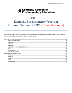 USER GUIDE Kentucky Postsecondary Program Proposal System (KPPPS)