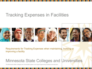 Tracking Expenses in Facilities Minnesota State Colleges and Universities improving a facility