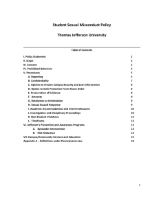 Student Sexual Misconduct Policy  Thomas Jefferson University