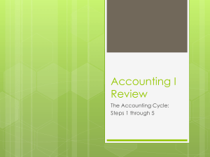 Accounting I Review The Accounting Cycle: Steps 1 through 5