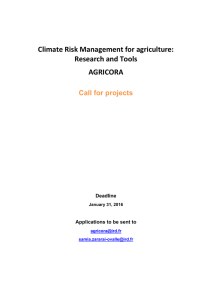 Climate Risk Management for agriculture:  Research and Tools AGRICORA Call for projects