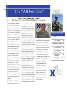 The “All For One” Xavier University ROTC Newsletter From the Commander’s Desk