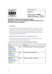 N 400 N 318  ISO 9000 Introduction and support package: