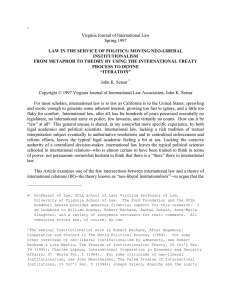 Virginia Journal of International Law Spring 1997 INSTITUTIONALISM