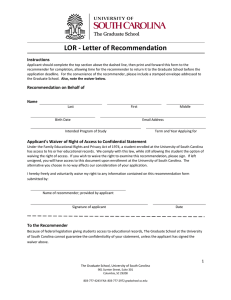 LOR - Letter of Recommendation Instructions