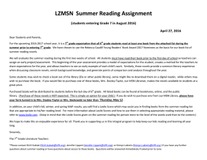 LZMSN  Summer Reading Assignment  April 27, 2016