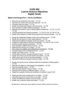 CUSD #95 Learner Science Objectives Eighth Grade