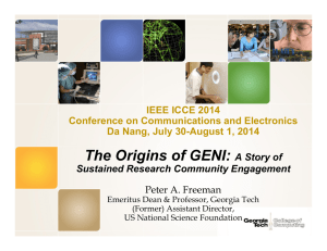 The Origins of GENI:  IEEE ICCE 2014 Conference on Communications and Electronics