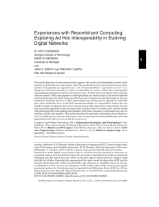 Experiences with Recombinant Computing: Exploring Ad Hoc Interoperability in Evolving Digital Networks 3