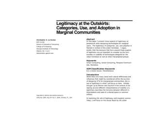 Legitimacy at the Outskirts: Categories, Use, and Adoption in Marginal Communities Abstract