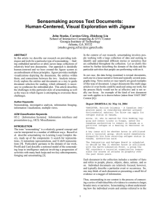 Sensemaking across Text Documents: Human-Centered, Visual Exploration with Jigsaw
