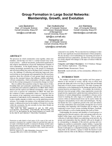 Group Formation in Large Social Networks: Membership, Growth, and Evolution Lars Backstrom