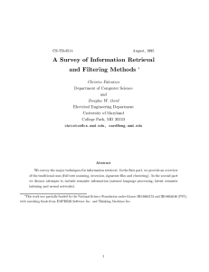 A Survey of Information Retrieval and Filtering Methods