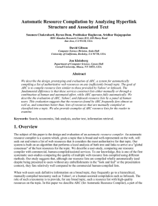 Automatic Resource Compilation by Analyzing Hyperlink Structure and Associated Text David Gibson