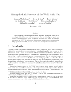 Mining the Link Structure of the World Wide Web