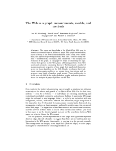 The Web as a graph: measurements, models, and methods Jon M. Kleinberg