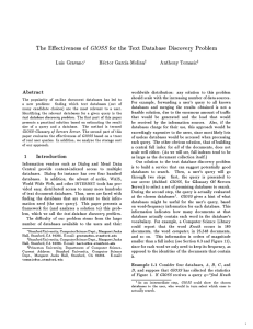 The Eectiveness of for the Text Database Discovery Problem Abstract Luis Gravano