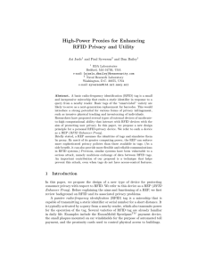 High-Power Proxies for Enhancing RFID Privacy and Utility Ari Juels and Paul Syverson