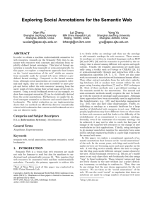 Exploring Social Annotations for the Semantic Web Xian Wu Lei Zhang Yong Yu