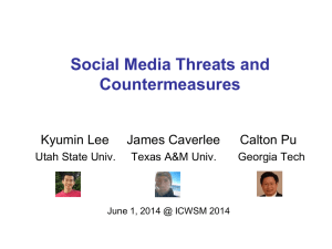 Social Media Threats and Countermeasures Calton Pu